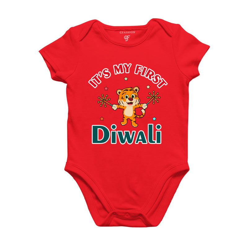 It's My First Diwali Rompers (or) Bodysuit (or) onesie T-shirt in Red Color available @ gfashion.jpg