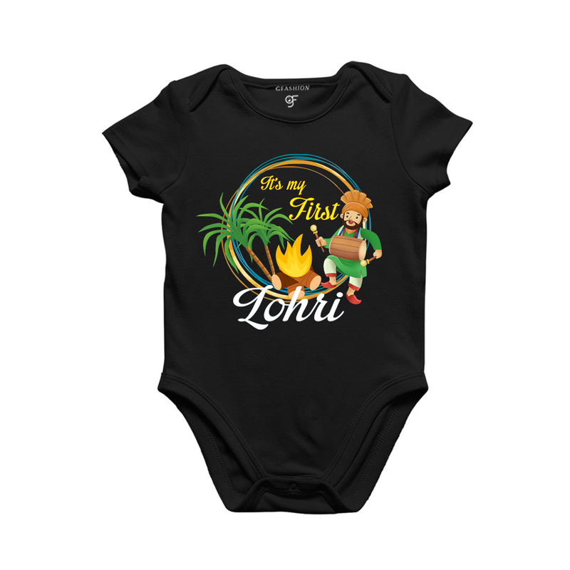 It's My First Lohri Baby Bodysuit in Black Color available @ gfashion.jpg