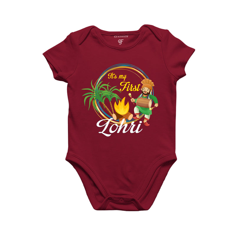 It's My First Lohri Baby Bodysuit in Maroon Color available @ gfashion.jpg