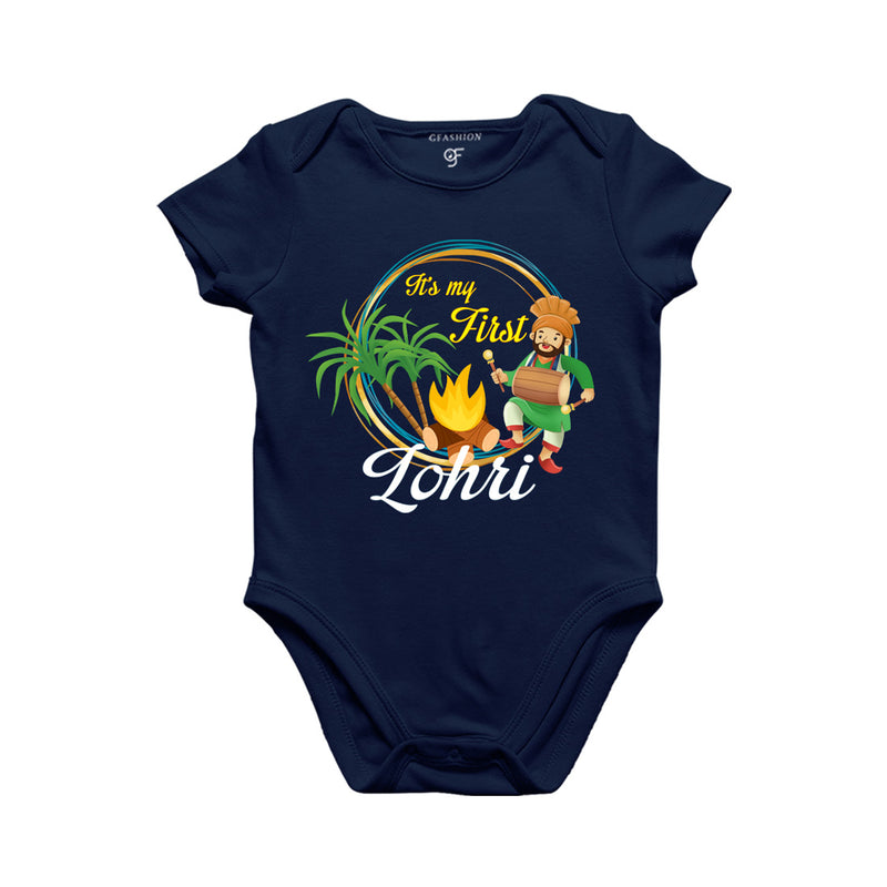 It's My First Lohri Baby Bodysuit in Navy Color available @ gfashion.jpg