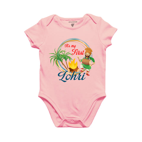 It's My First Lohri Baby Bodysuit in Pink Color available @ gfashion.jpg
