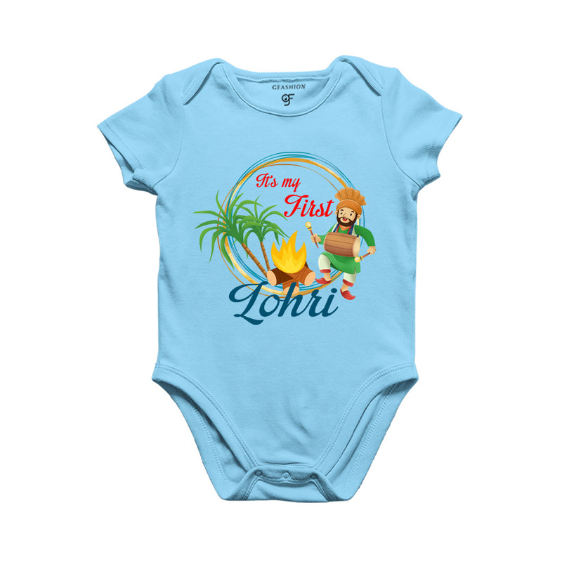 It's My First Lohri Baby Bodysuit in Sky Blue Color available @ gfashion.jpg