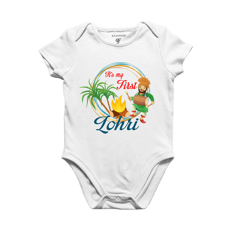 It's My First Lohri Baby Bodysuit in White Color available @ gfashion.jpg