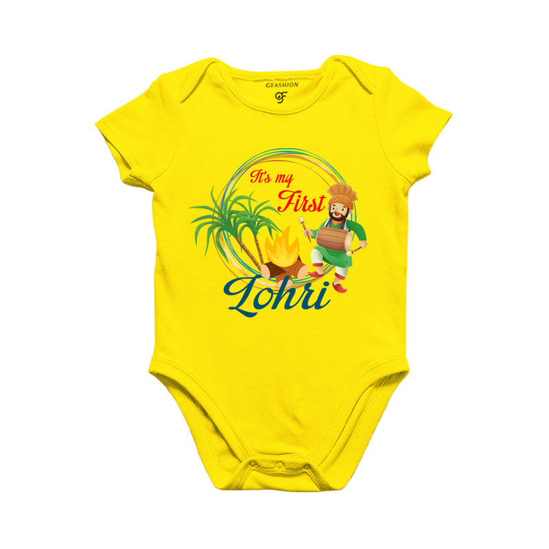 It's My First Lohri Baby Bodysuit in Yellow Color available @ gfashion.jpg