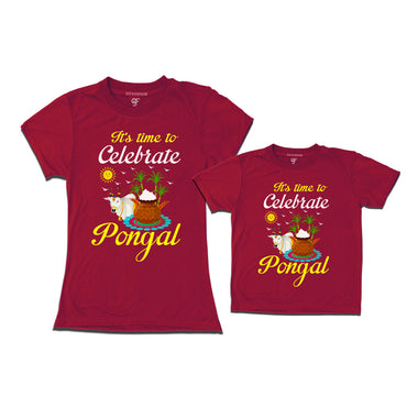 It's Time to Celebrate Pongal Combo T-shirts in Maroon Color available @ gfashion.jpg