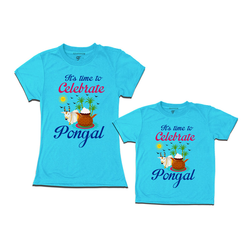 It's Time to Celebrate Pongal Combo T-shirts in Sky Blue Color available @ gfashion.jpg