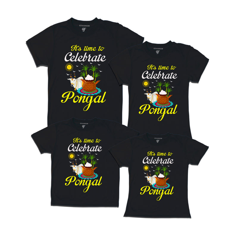 It's Time to Celebrate Pongal T-shirts for Family in Black Color available @ gfashion.jpg