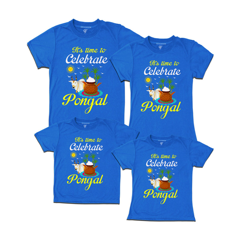 It's Time to Celebrate Pongal T-shirts for Family in Blue Color available @ gfashion.jpg