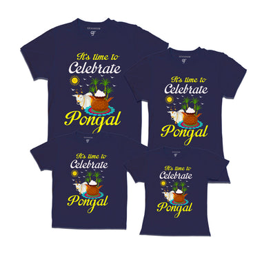 It's Time to Celebrate Pongal T-shirts for Family in Navy Color available @ gfashion.jpg