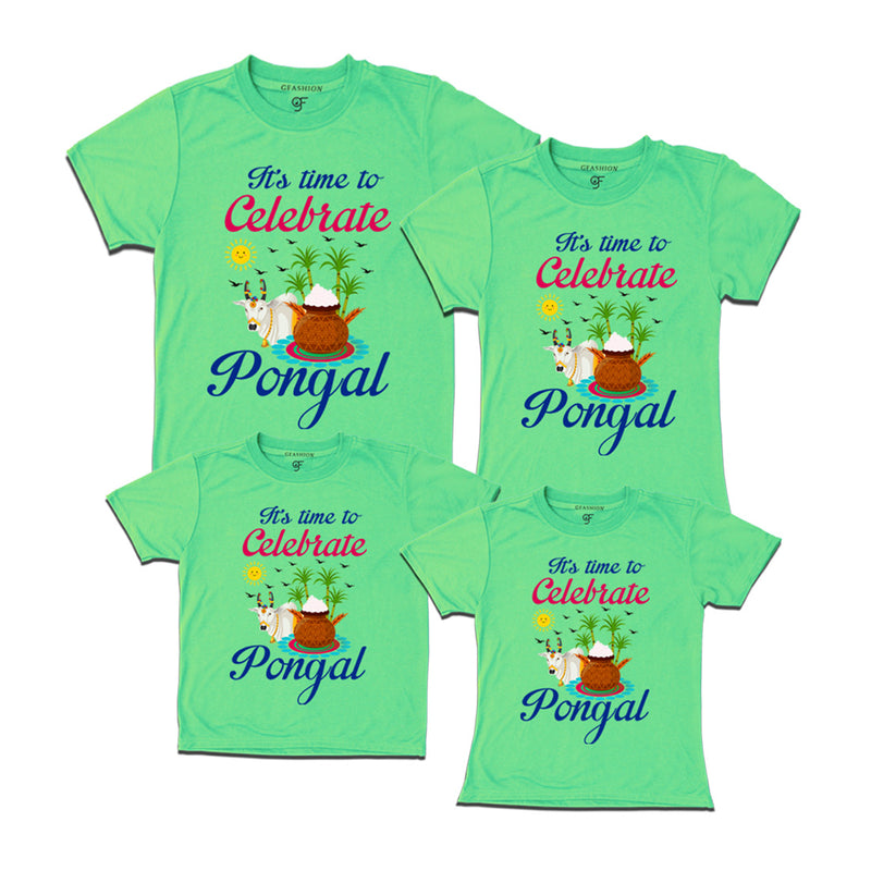 It's Time to Celebrate Pongal T-shirts for Family in Pista Green Color available @ gfashion.jpg