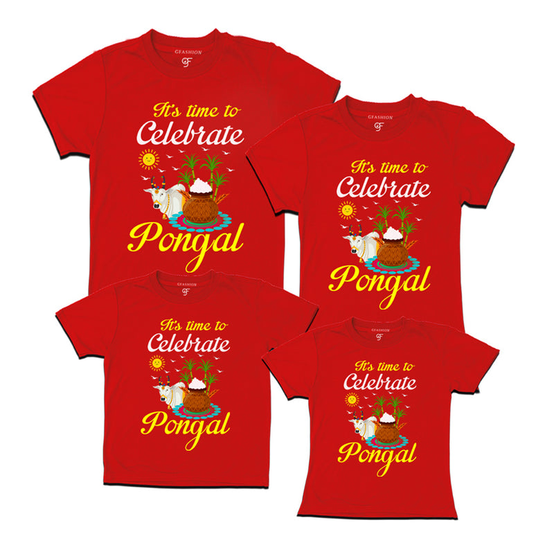 It's Time to Celebrate Pongal T-shirts for Family in Red Color available @ gfashion.jpg