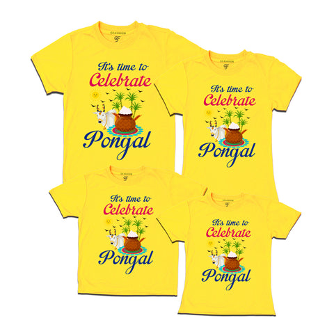 It's Time to Celebrate Pongal T-shirts for Family in Yellow Color available @ gfashion.jpg