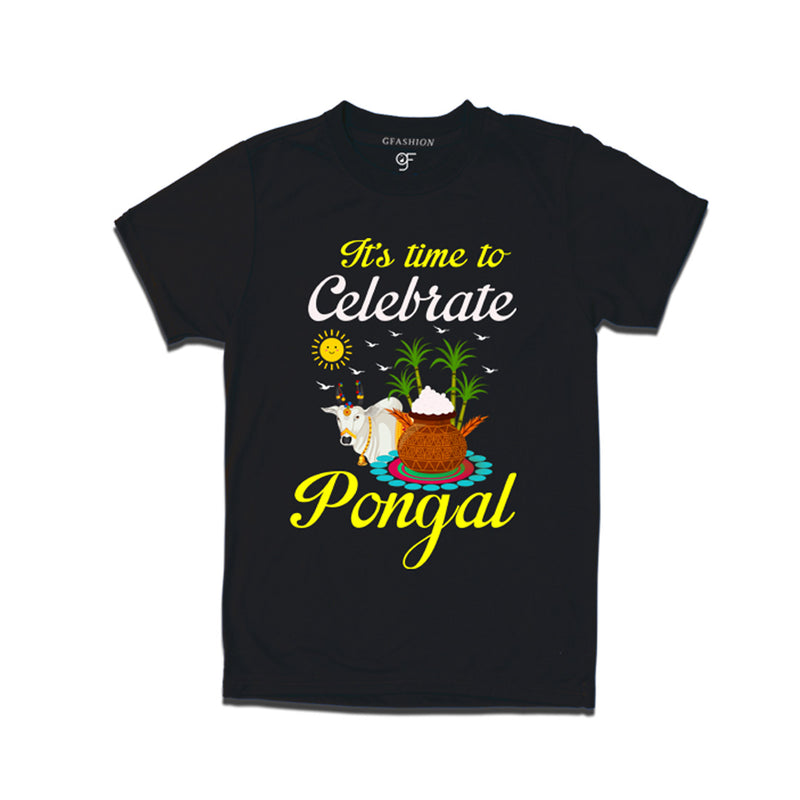 It's Time to Celebrate Pongal T-shirts in Black Color available @ gfashion.jpg