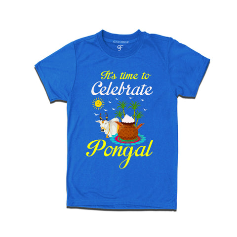 It's Time to Celebrate Pongal T-shirts in Blue Color available @ gfashion.jpg