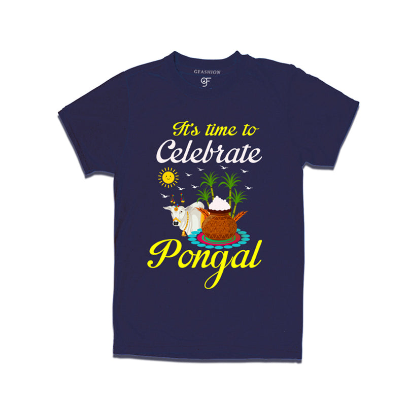 It's Time to Celebrate Pongal T-shirts in Navy Color available @ gfashion.jpg