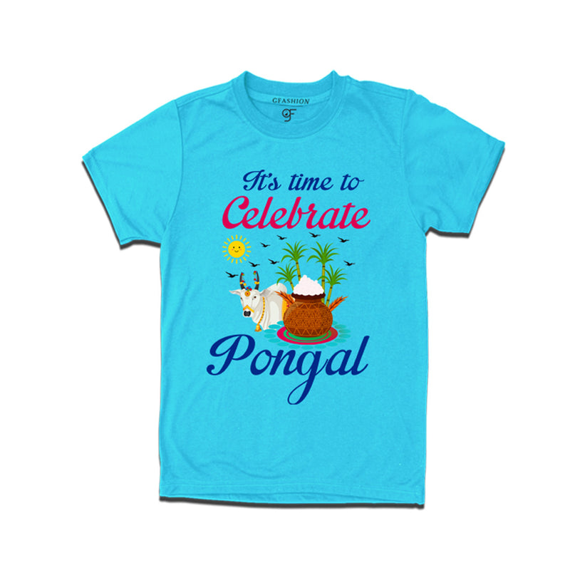 It's Time to Celebrate Pongal T-shirts in Sky Blue Color available @ gfashion.jpg