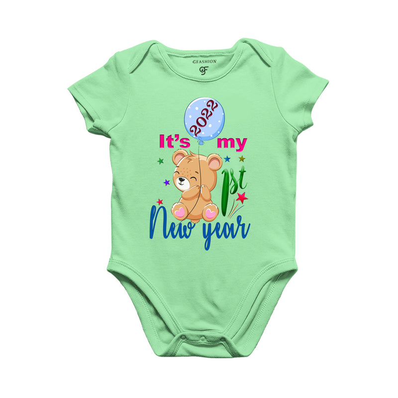 It's My First New Year 2022 Panda Design Onesie in Pista Green Color available @ gfashion.jpg