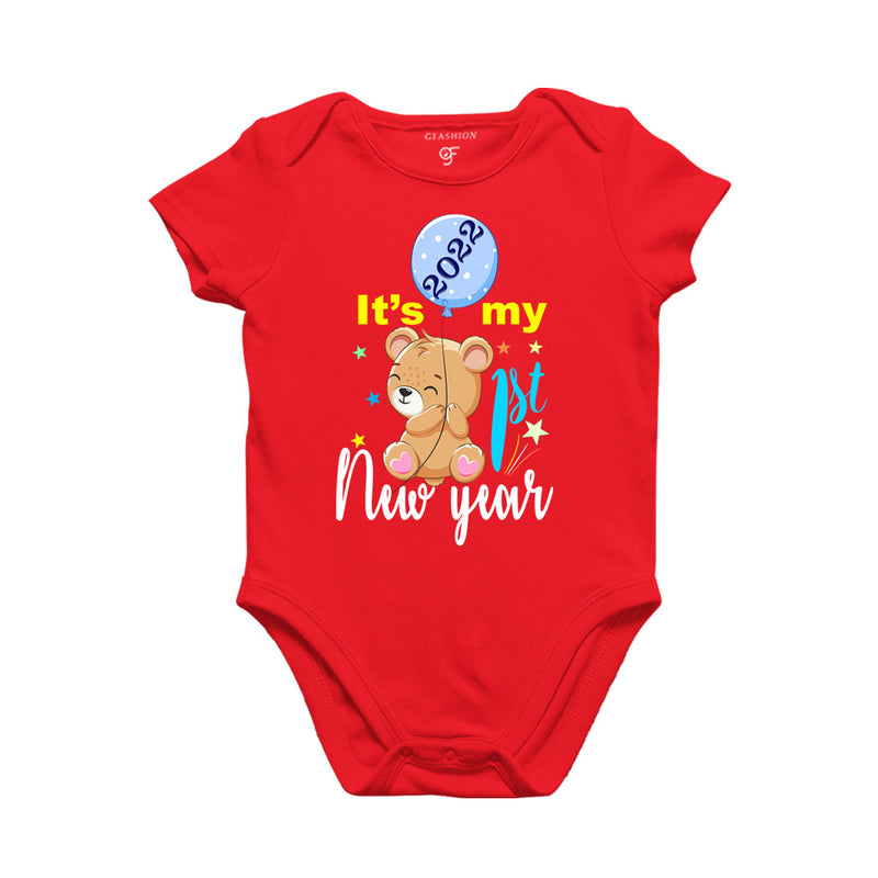 It's My First New Year 2022 Panda Design Onesie in Red Color available @ gfashion.jpg