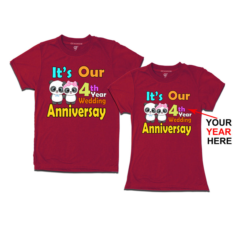 It's our wedding anniversary year Customized Couple T-shirts in Maroon Color avilable @ gfashion.jpg