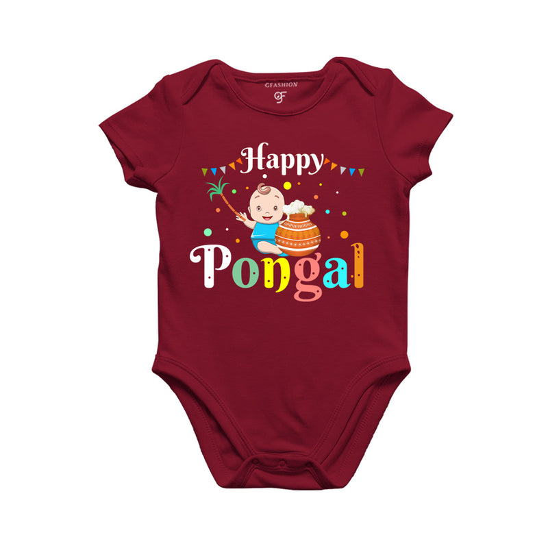 Kids Happy Pongal Baby Onesie in Maroon Color available @ gfashion.jpg