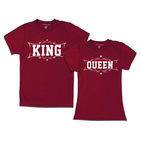 King Queen - Couple T-shirts-gfashion-maroon