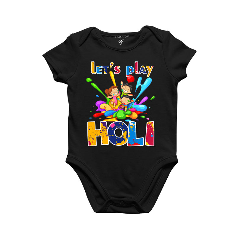 Let's Play Holi Baby Rompers in Black Color available @ gfashion.jpg
