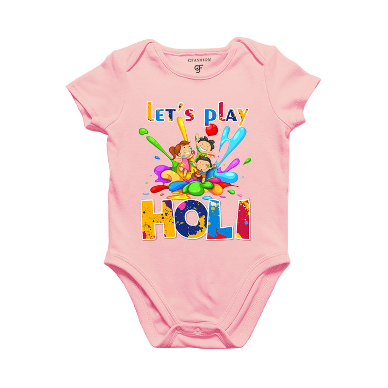 Let's Play Holi Baby Rompers in Pink Color available @ gfashion.jpg