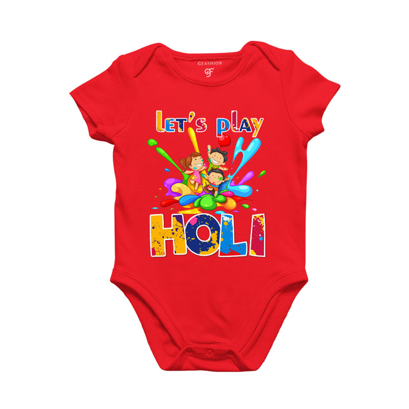Let's Play Holi Baby Rompers in Red Color available @ gfashion.jpg