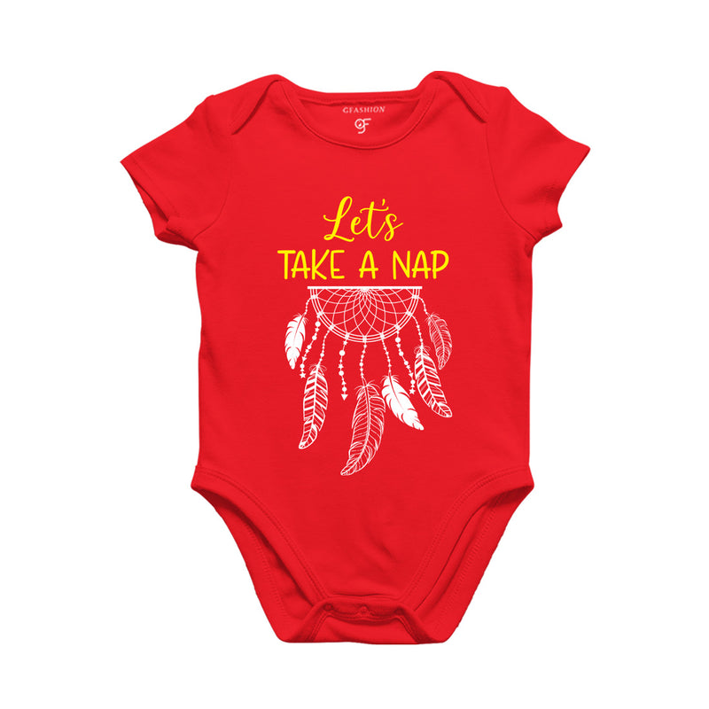 Let's Take a Nap-Baby Bodysuit or Rompers or Onesie in Red Color available @ gfashion.jpg
