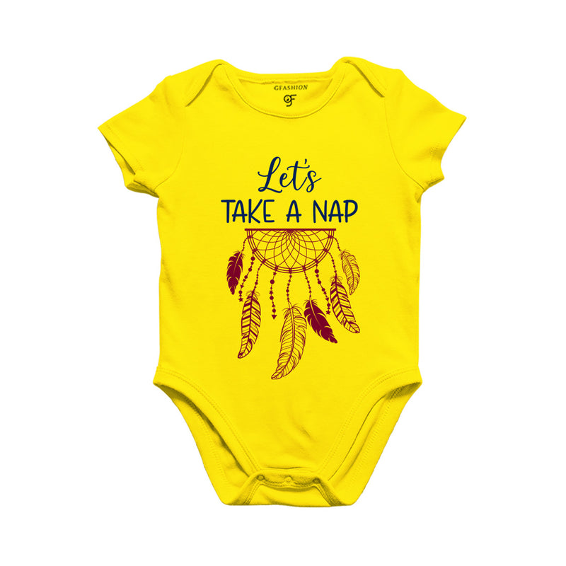 Let's Take a Nap-Baby Bodysuit or Rompers or Onesie in Yellow Color available @ gfashion.jpg