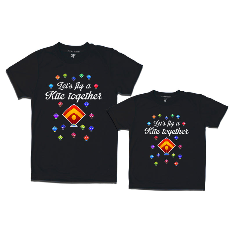 Let's fly a kite Together Makar Sankranti Combo T-shirts in Black Color available @ gfashion.jpg