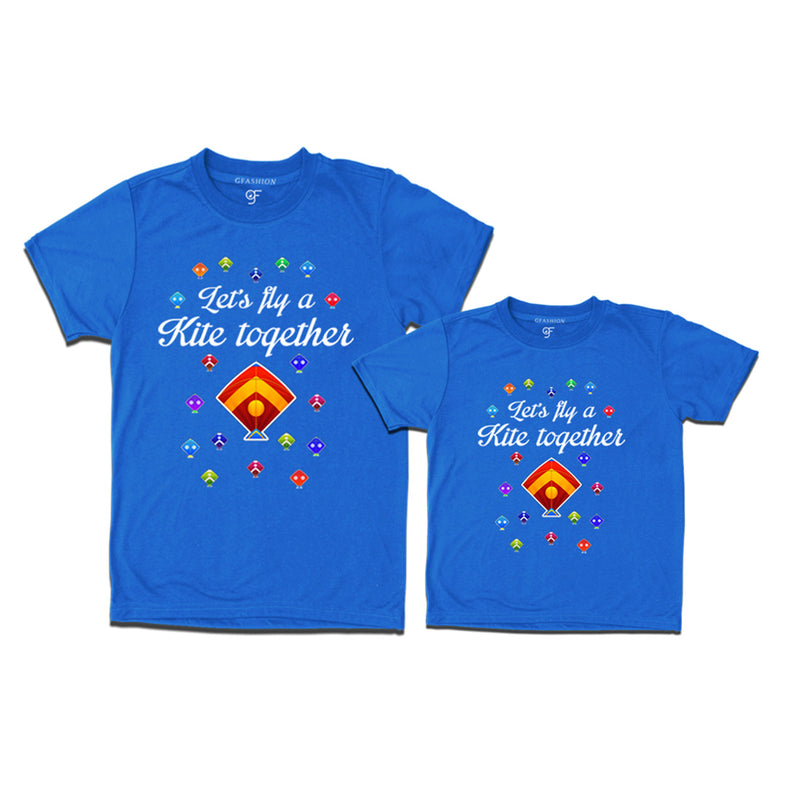 Let's fly a kite Together Makar Sankranti Combo T-shirts in Blue Color available @ gfashion.jpg