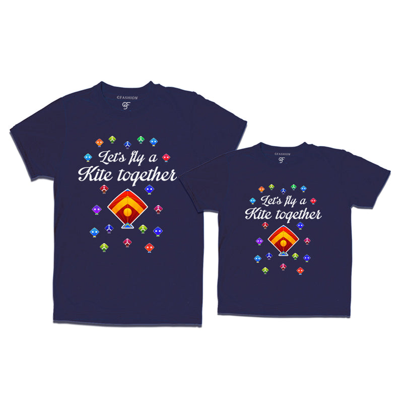 Let's fly a kite Together Makar Sankranti Combo T-shirts in Navy Color available @ gfashion.jpg