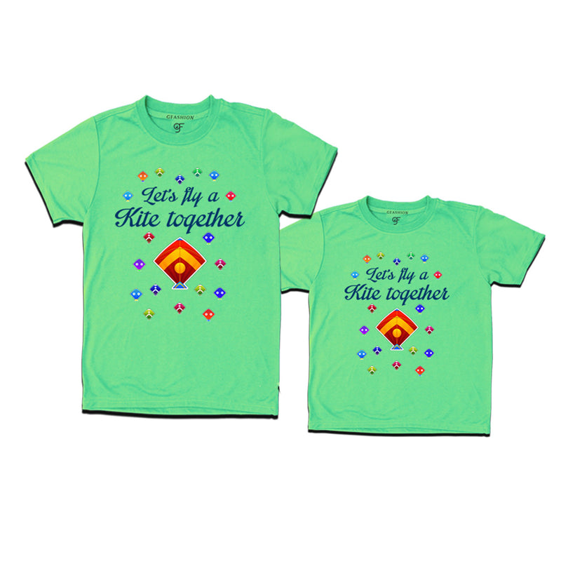 Let's fly a kite Together Makar Sankranti Combo T-shirts in Pista Green Color available @ gfashion.jpg