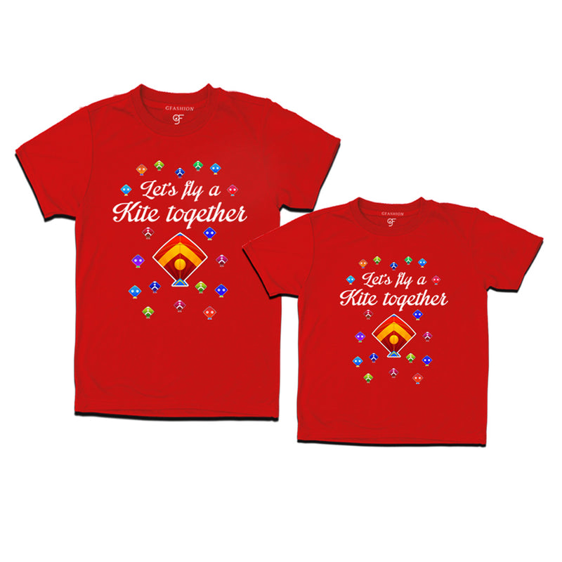 Let's fly a kite Together Makar Sankranti Combo T-shirts in Red Color available @ gfashion.jpg
