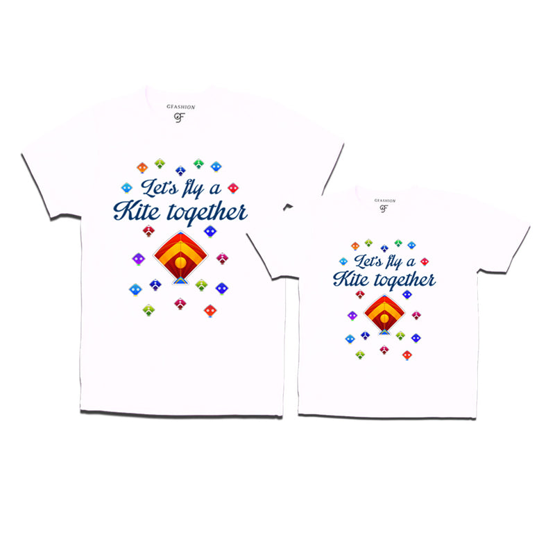 Let's fly a kite Together Makar Sankranti Combo T-shirts in White Color available @ gfashion.jpg