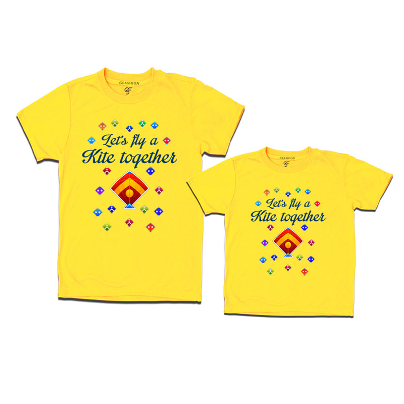 Let's fly a kite Together Makar Sankranti Combo T-shirts in Yellow Color available @ gfashion.jpg