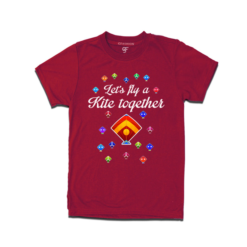 Let's fly a kite Together T-shirts for Sankranti in Maroon Color available @ gfashion.jpg