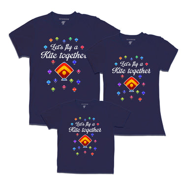 Let's fly a kite Together Sankranti T-shirts for Dad Mom and Kids in Navy Color available @ gfashion.jpg
