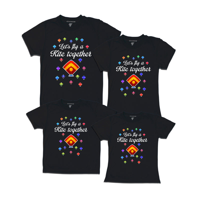 Let's fly a kite Together T-shirts for Sankranti with Family-Friends in Black Color available @ gfashion.jpg