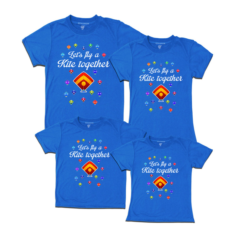 Let's fly a kite Together T-shirts for Sankranti with Family-Friends in Blue Color available @ gfashion.jpg