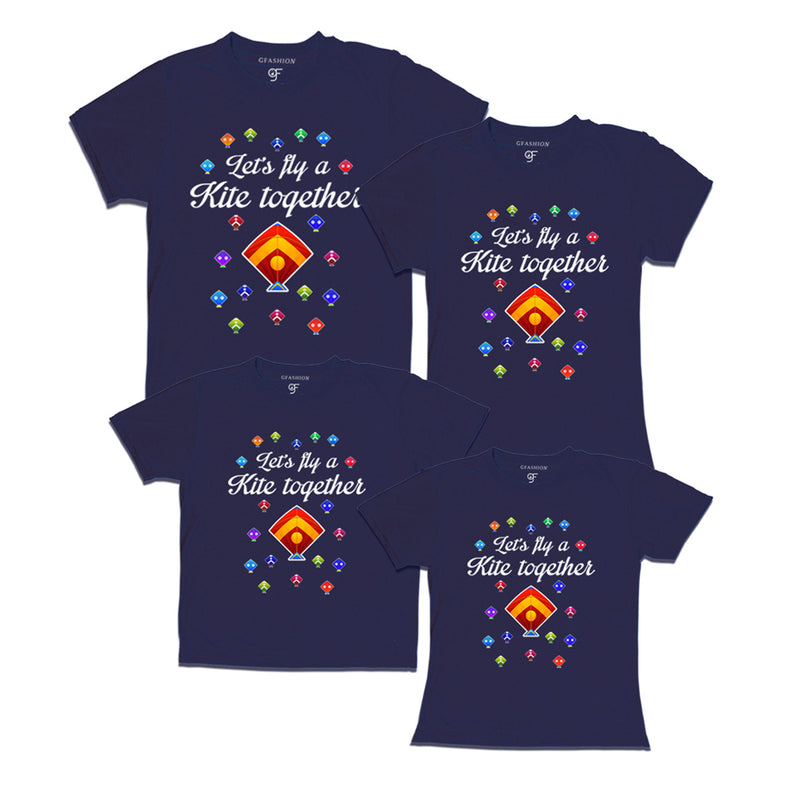 Let's fly a kite Together T-shirts for Sankranti with Family-Friends in Navy Color available @ gfashion.jpg