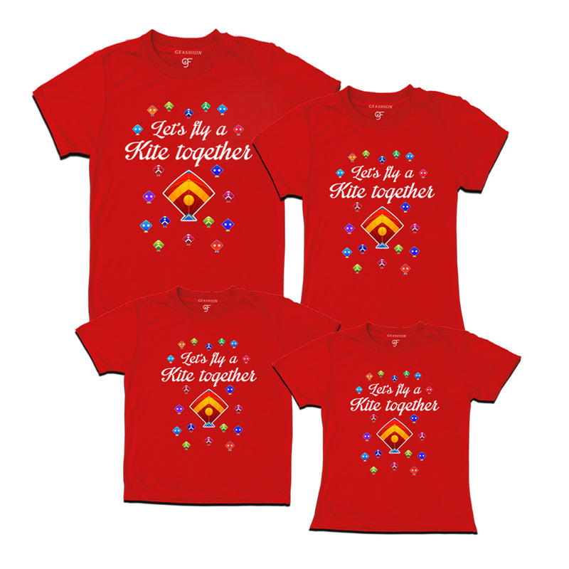 Let's fly a kite Together T-shirts for Sankranti with Family-Friends in Red Color available @ gfashion.jpg