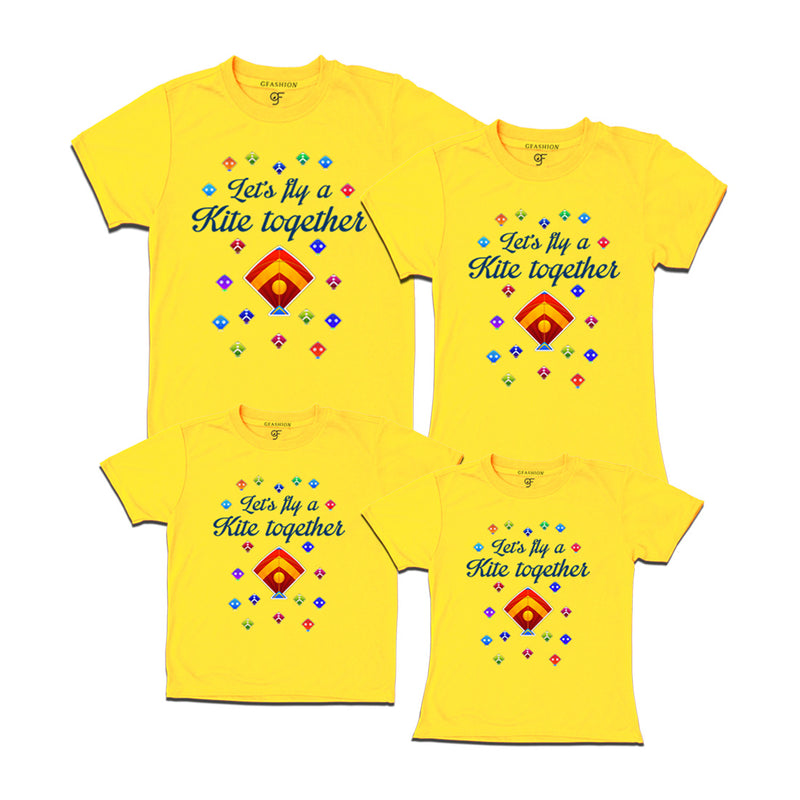 Let's fly a kite Together T-shirts for Sankranti with Family-Friends in Yellow Color available @ gfashion.jpg