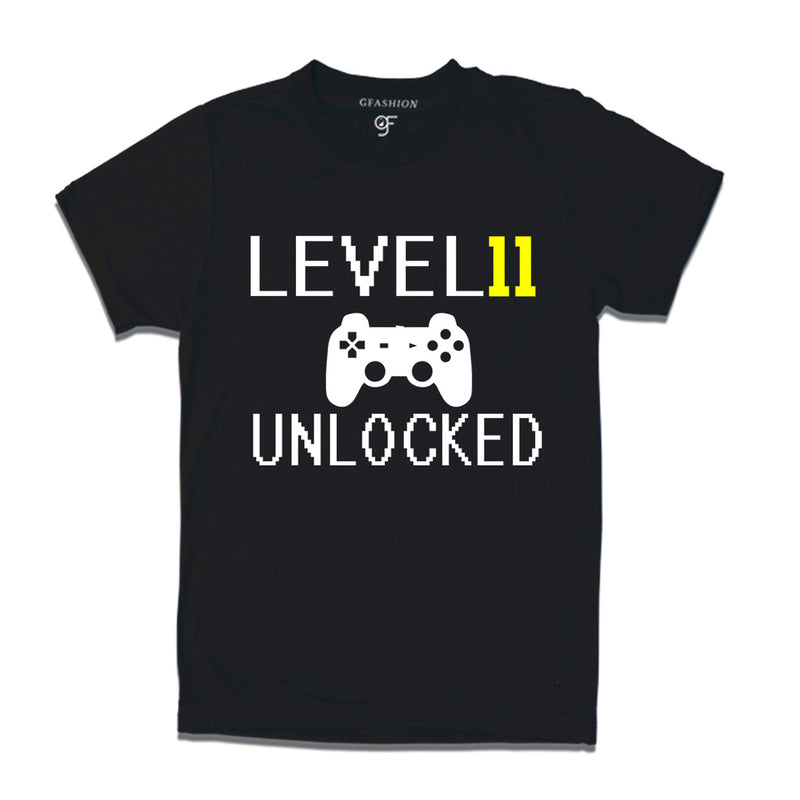 Level 11 Unlocked Birthday Tshirts For Boy-Girl in Black Color available @ Gfashion.jpg