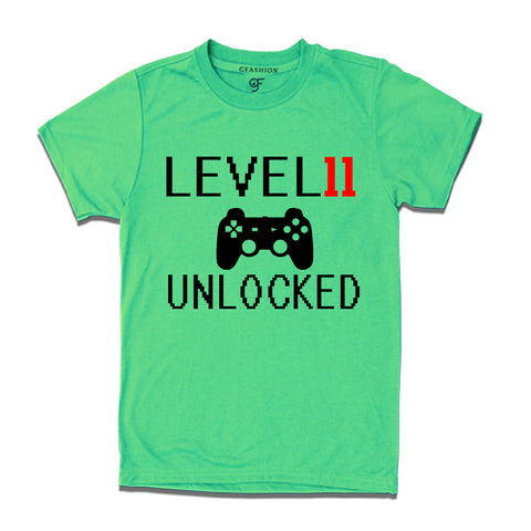 Level 11 Unlocked Birthday Tshirts For Boy-Girl in Pista Green Color available @ Gfashion.jpg