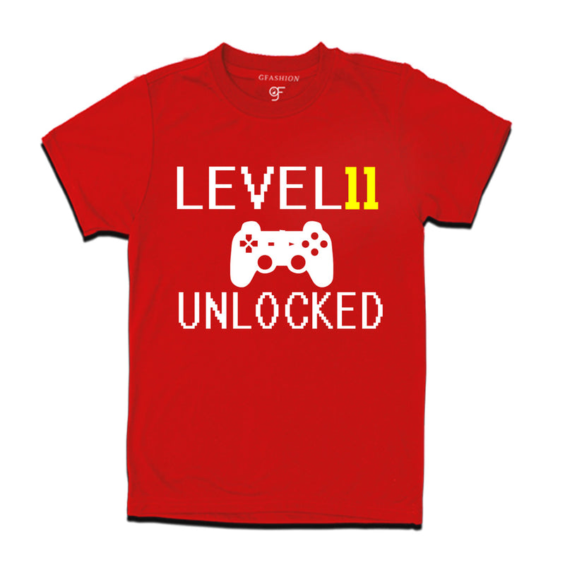 Level 11 Unlocked Birthday Tshirts For Boy-Girl in Red Color available @ Gfashion.jpg