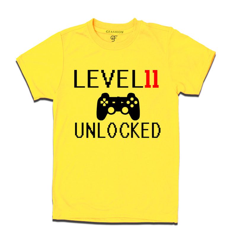 Level 11 Unlocked Birthday Tshirts For Boy-Girl in Yellow Color available @ Gfashion.jpg
