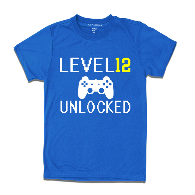Level 12 Unlocked Birthday Tshirts For Boy-Girl in Blue Color available @ Gfashion.jpg