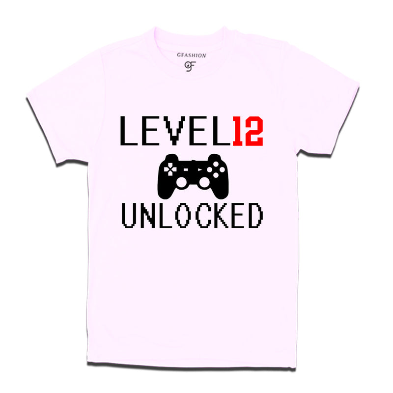 Level 12 Unlocked Birthday Tshirts For Boy-Girl in White Color available @ Gfashion.jpg